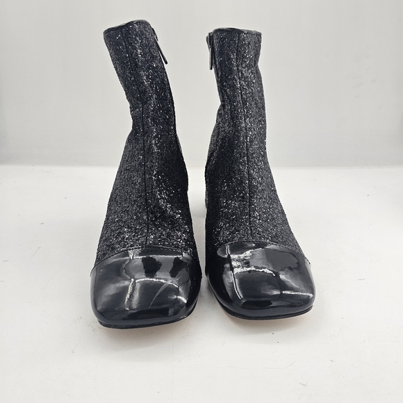 Circus NY Osten Black Sparkly Ankle Boots Women’s Size 8 NWTB Zip Block Heel - Picture 5 of 12